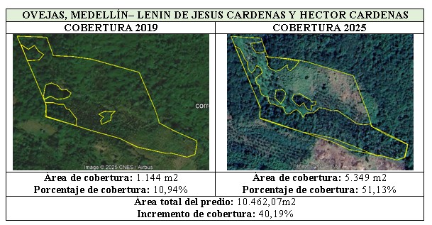 comparaison 2019-2025 des cartes d'Ovejas